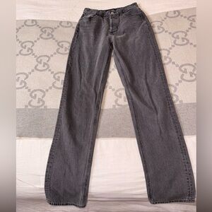 Denim Forum The Nina Stovepipe Charcoal Straight Leg Jeans, 24
